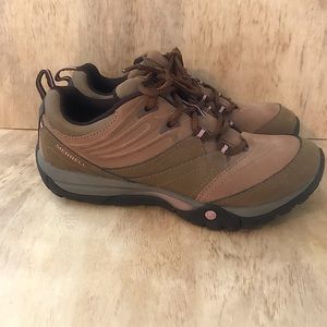 Women’s Merrell Azura Jaunt Hiking Lace Up sneaker Otter Brown Leather Size 7